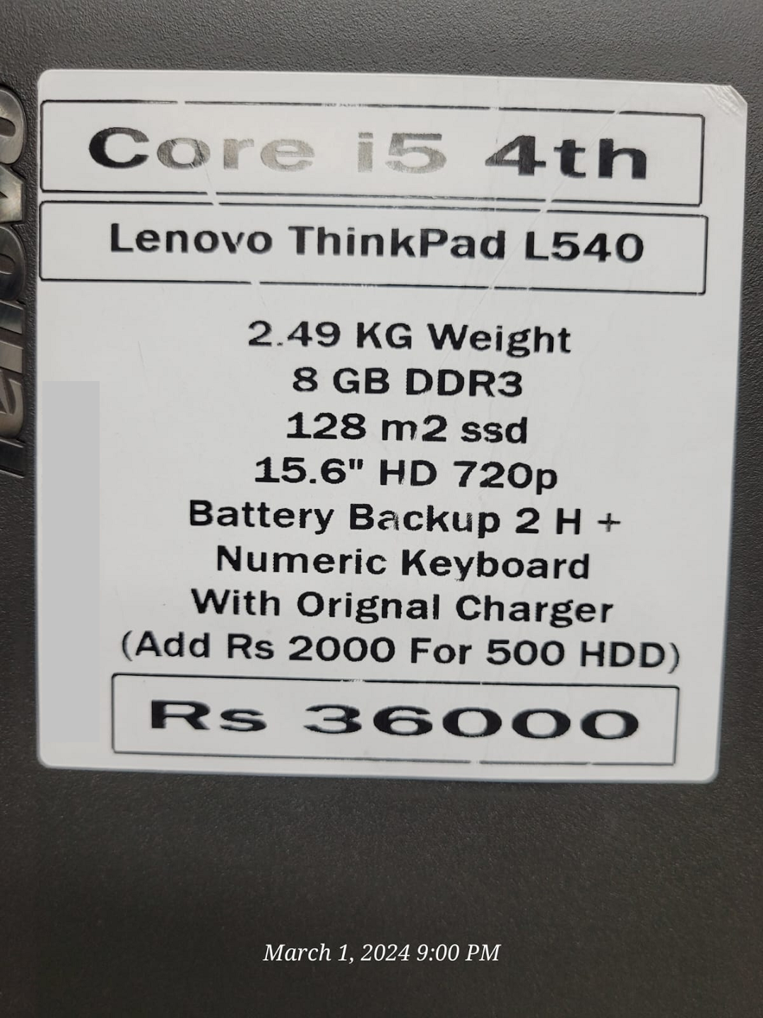 Lenovo thinkpad L540 laptop price in pakistan