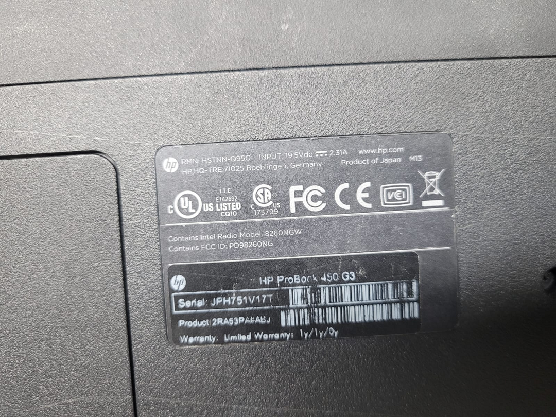 Laptop Hp ProBook 450 G3 i3 6th Generation Available at PC BAnk