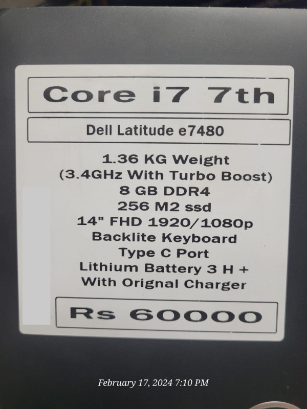 Dell latitude e7480 ci7 7th generation laptop price in pakistan