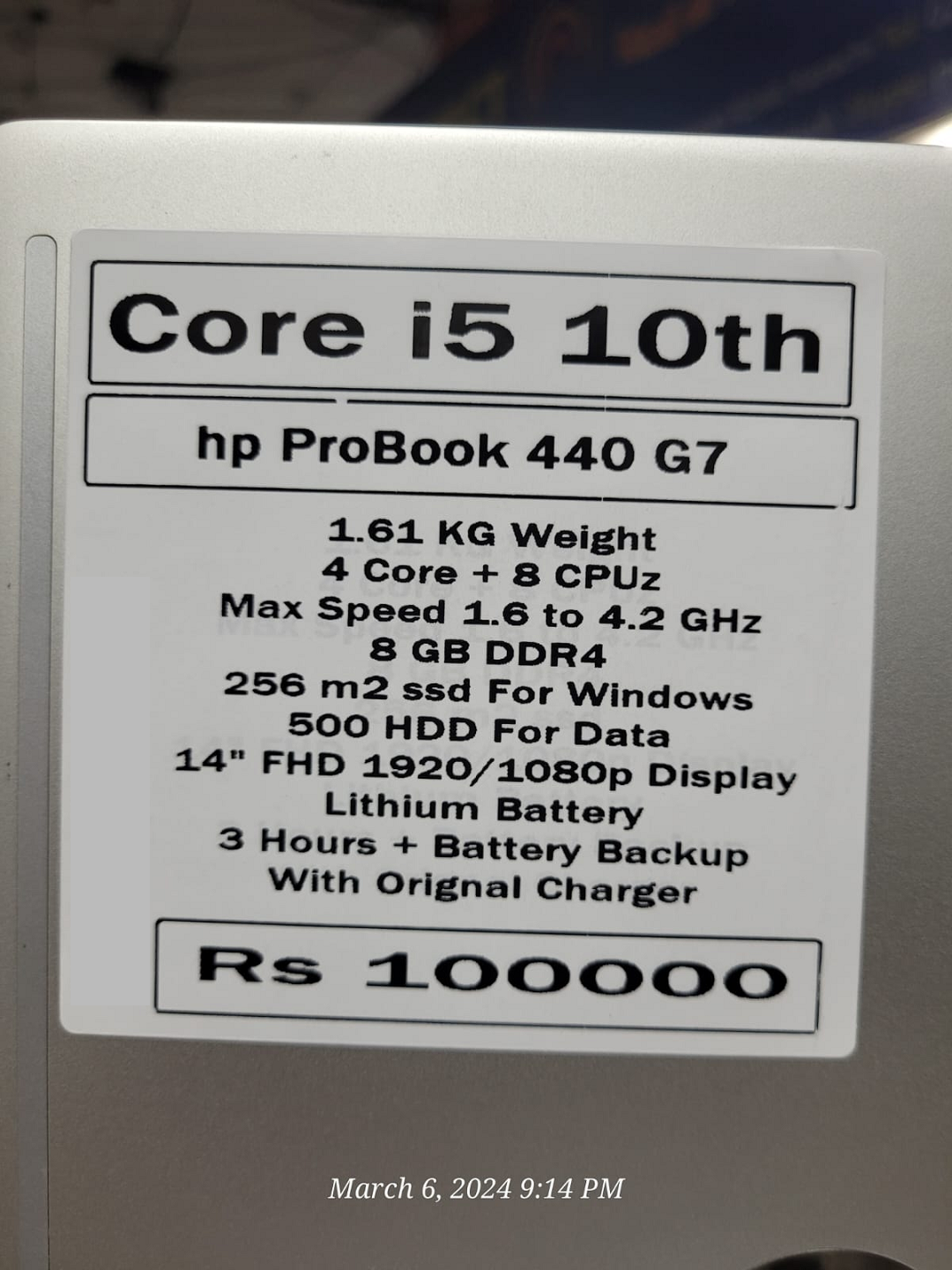 Laptop hp ProBook 440 G7 price in pakistan