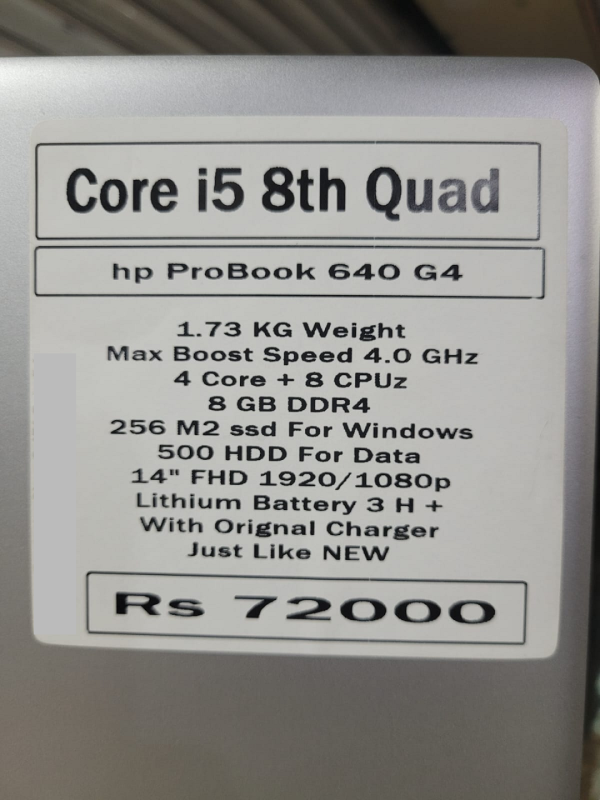 core i5 8th generation hp probook 640 g4 laptop price in pakitan