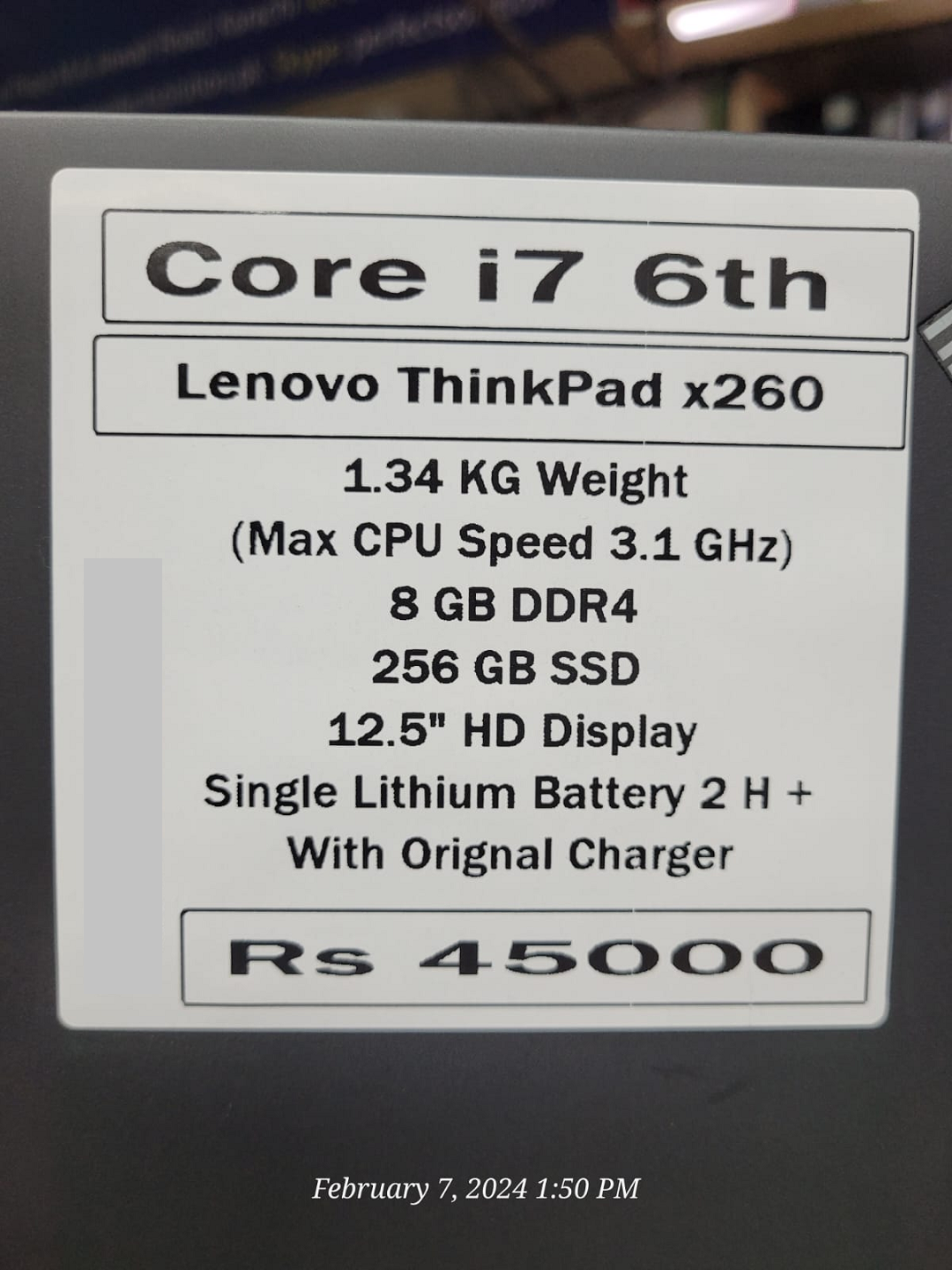 lenovo laptop thinkpad x260 price in pakistan